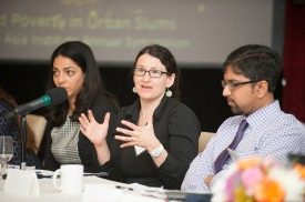 Sharmila Murthy, Heather Arney, and Ramnath Subbaraman during the panel.