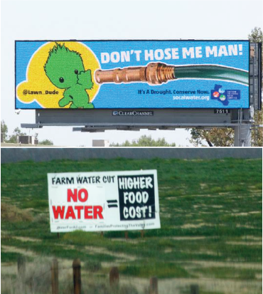 Signs along the roadside in California